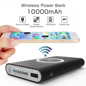 10000mAh Qi Power Bank Wireless Fast Charger for Samsung Apple Mobile Phones