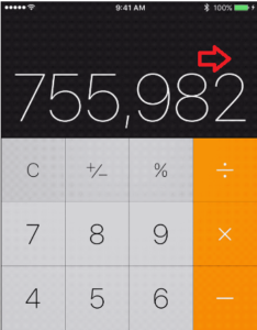 delete a single digit in iphone calculator