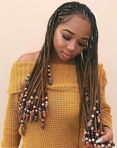 Pretty Fulani braids hairstyle with beads