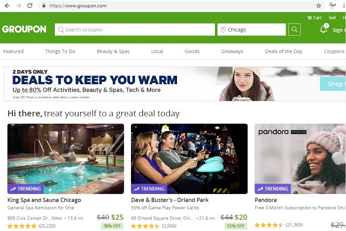 Groupon - most popular coupon deals site