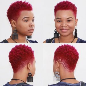 red colour stunning short haircut for branded ladies - instagram