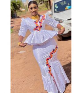 stylish ankara peplum skirt and blouse for wedding and church