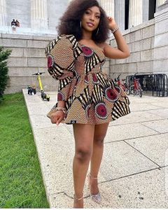 trending one sleeve short ankara flay gown for young ladies
