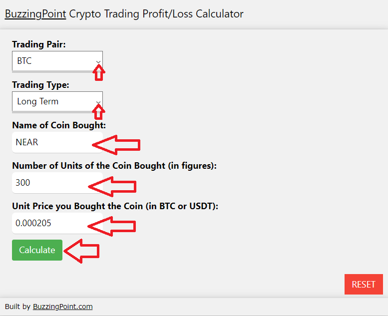 crypto trading profit loss calculator: enter the purchase details of the coin