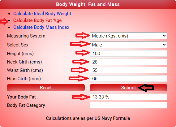 body fat percentage calculator app based on US navy formula