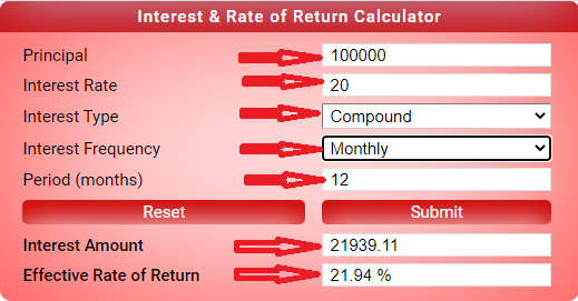 interest and rate of return calculator app - how to use it