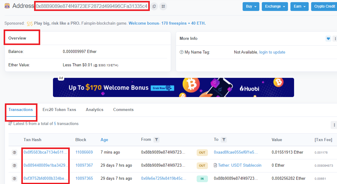 tracking eth transactions - The ethereum transaction details on etherscan