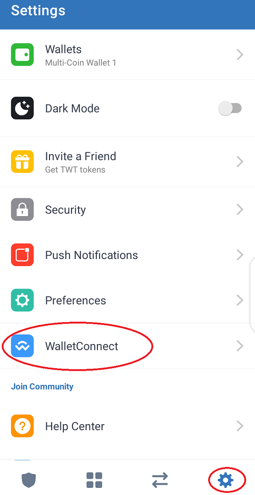 how to use the walletconnect protocol in your trust wallet app - click on WalletConnect