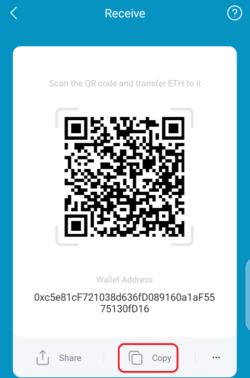 how to deposit a token from imtoken app - copy the wallet address