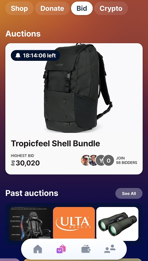Sweatcoins app: Bid and pay with Sweatcoins token at a discount price