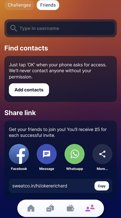 Sweatcoins app: Share and earn program
