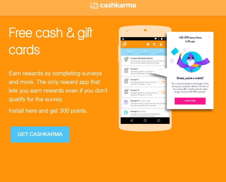 cashkarma.io - earn rewards for completing surveys and watching videos online