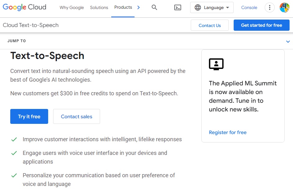 google cloud text to speech api