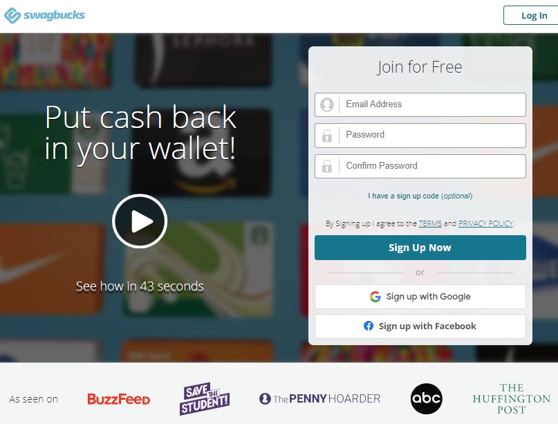 swagbucks.com - earn points and gift card by watching videos online