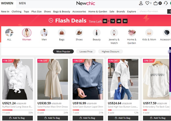 top newchic flash deals for women